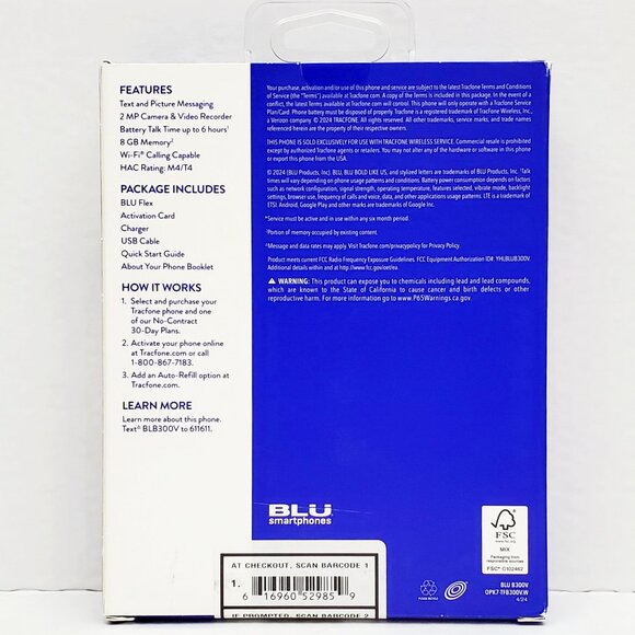 Tracfone BLU Flex Black Prepaid Basic Dumb Flip Feature Cell Phone 4G LTE B300V - Picture 14 of 15